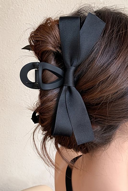 Black Bow Decor Hair Clip