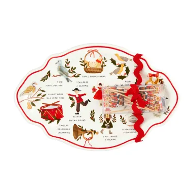 12 Days of Christmas Sentiment Plate w/Xmas Tree tooth picks
