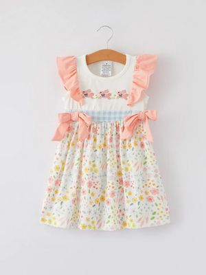 Easter Bunny Embroidery Girls Dress