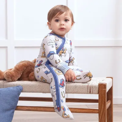 Giddy Up Footed  Zipper Romper