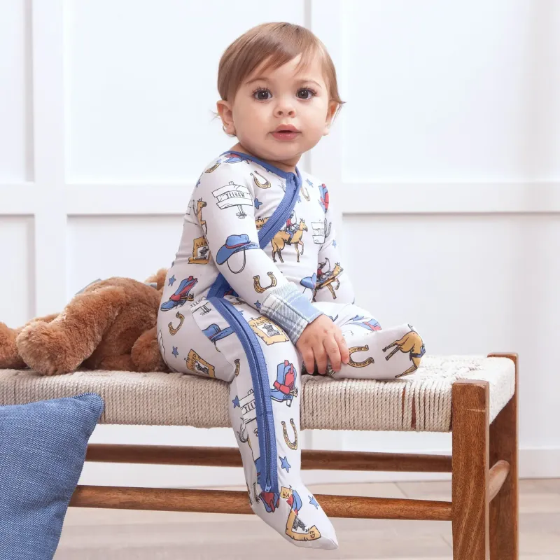 Giddy Up Footed  Zipper Romper