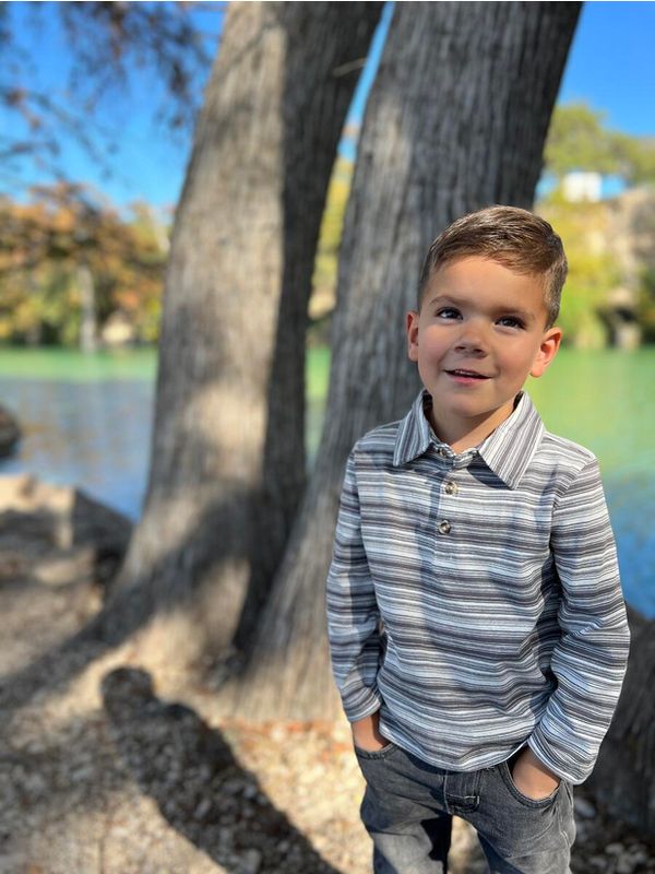 Midway Polo Grey/White Stripe