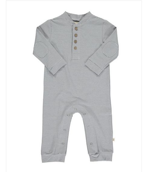 Niota Henley Romper~Grey/White Stripe