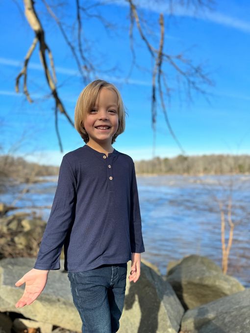 Adams Ribbed Henley-Navy