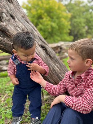 Jasper Woven Onsie~Red Micro Plaid