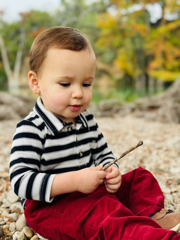 Seymour Pique Polo Onesie~Black/Grey Stripe