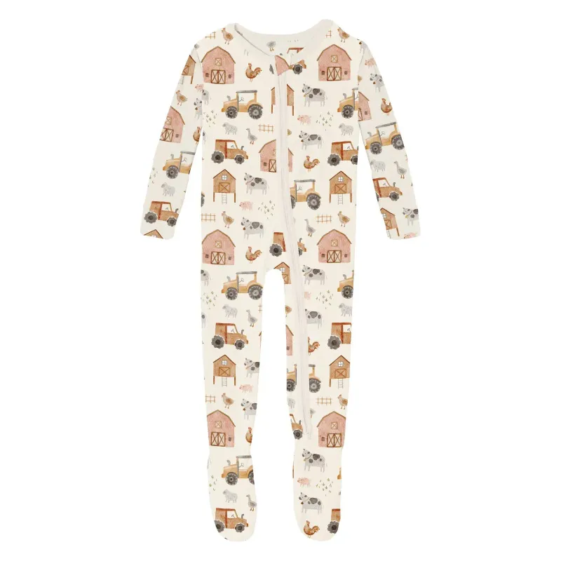 Natural Farm Life Footie w/2 way Zipper