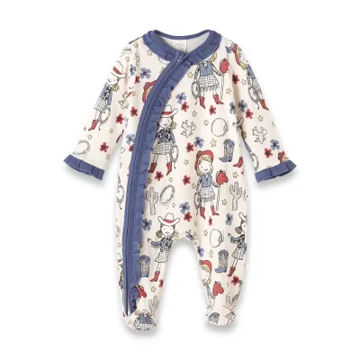 Annie Oakley Footed Kimono Ruffle Zipper Romper