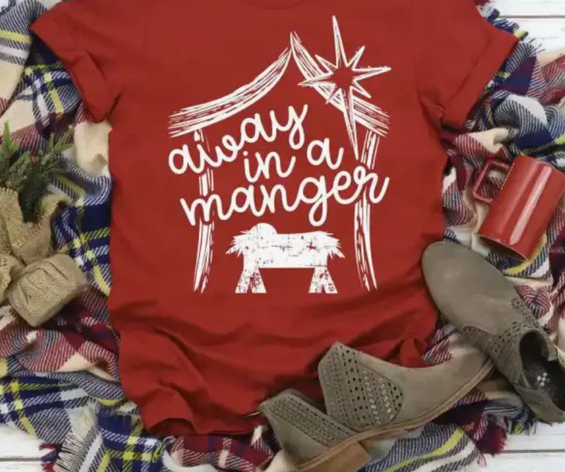 Away in a Manger Scene Tee
