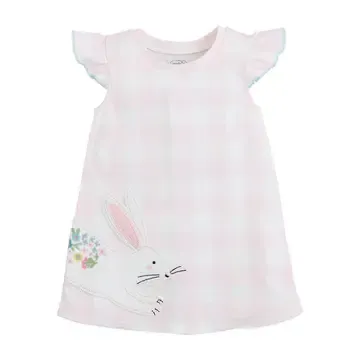 A-95 Bunny  Pink Check Tee Dress