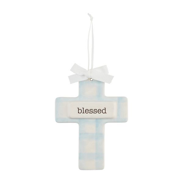 Ceramic Keepsake Cross, Color: Blue