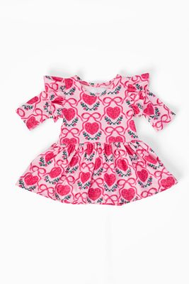 Fluttering Hearts 3/4 Sleeve Flutter Twirl Bodysuit