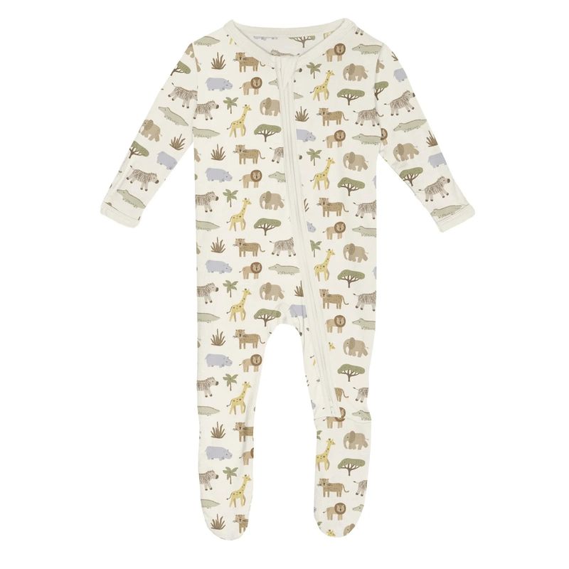Bambo Footie  Natural Mini Safari w/2way zipper