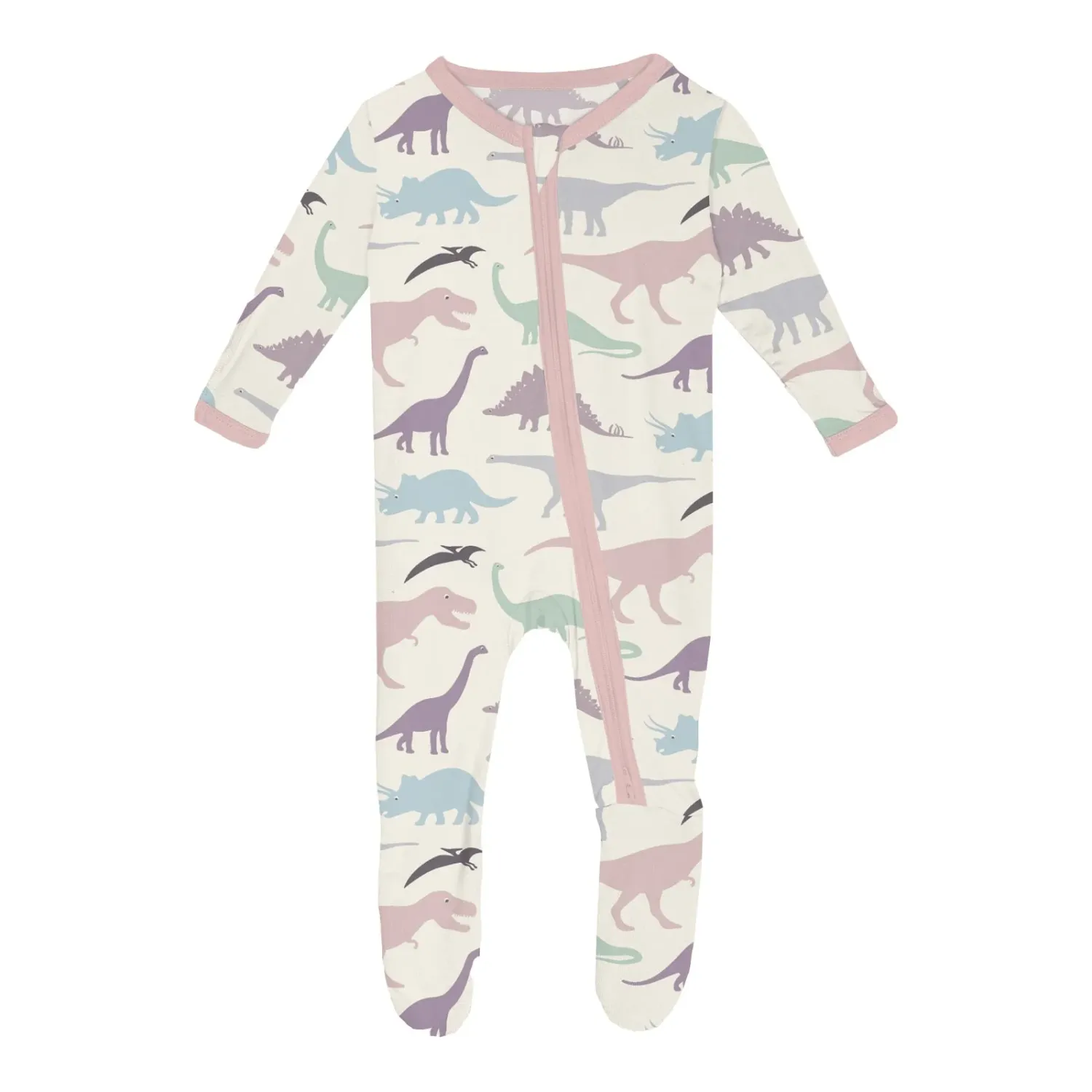 Bamboo Footie w/2way zipper-  Lavender  Dino Museum