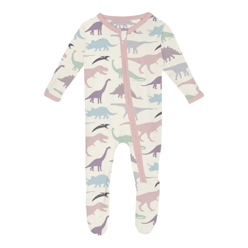 Bamboo Footie w/2way zipper-  Lavender  Dino Museum