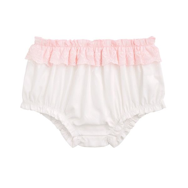 Eyelet Trim  Bloomers, Color: White, Size: 0-3 Mths
