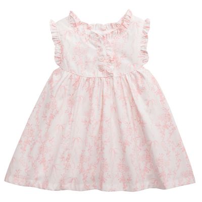 Pink Toile Print Baby Dress
