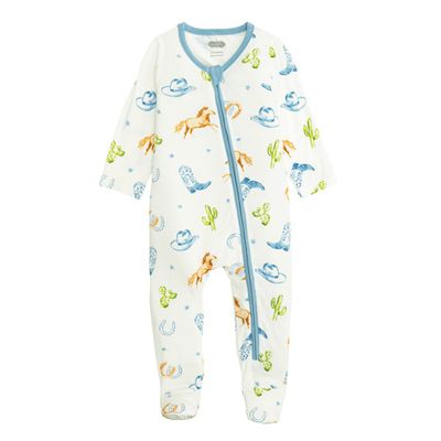Blue Horse Zipper Footed Sleeper