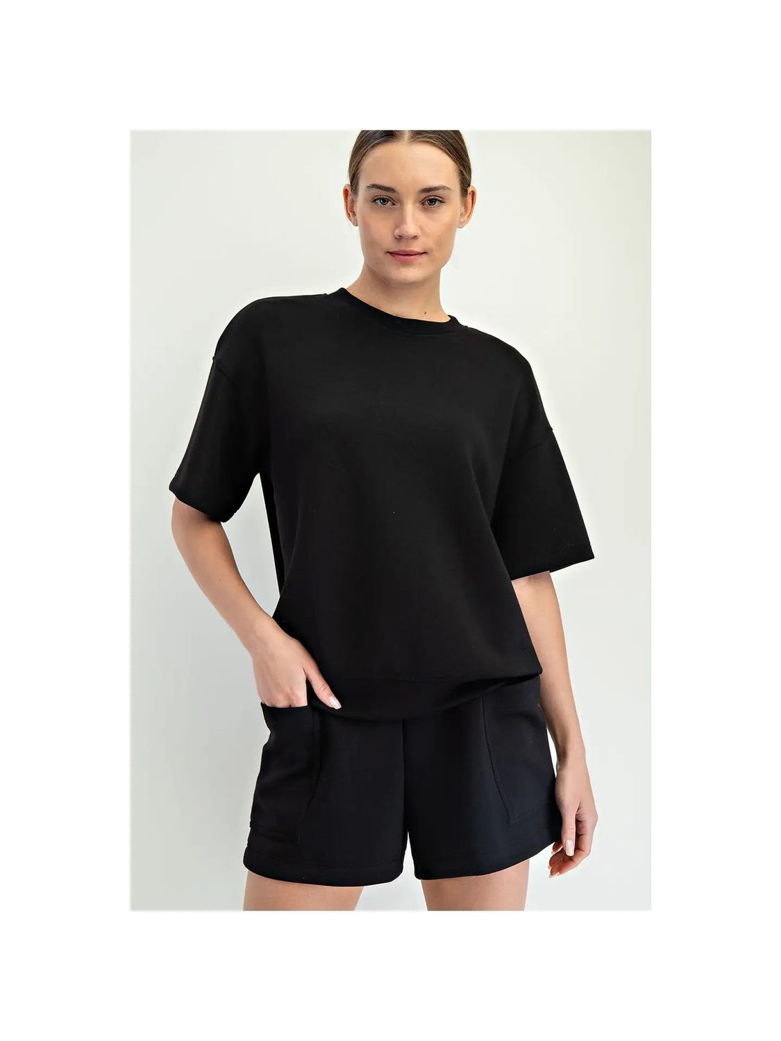 Modal Scuba Short Sleeve Top - Black