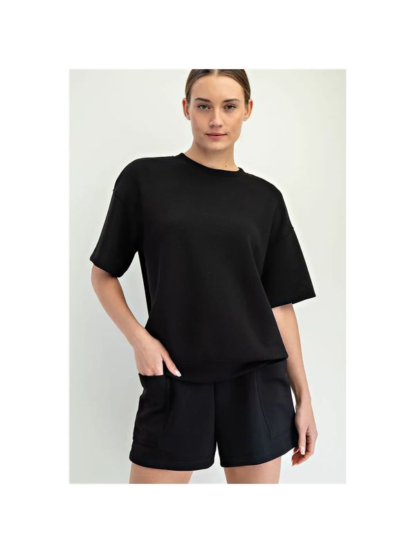 Modal Scuba Short Sleeve Top - Black