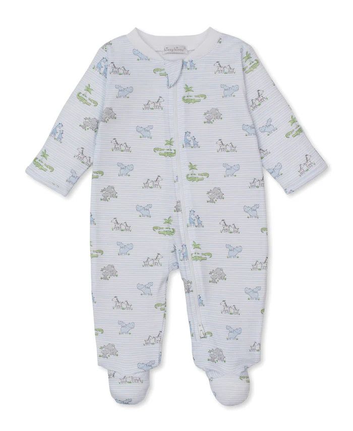 Safari Party  Footie w/Zip Print Multi Blue
