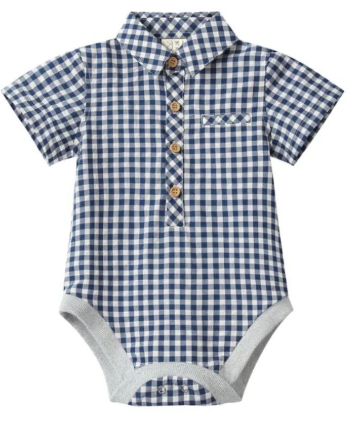Helford Onesie-Navy/White Plaid