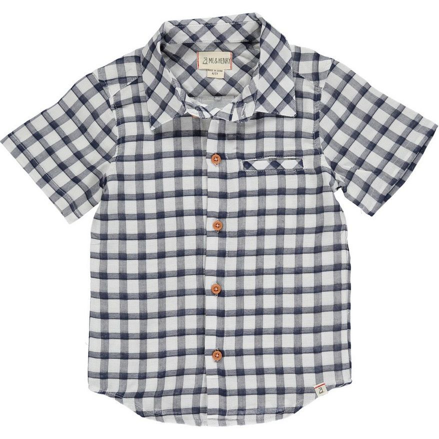 Newport Woven Shirt - Navy/ White Plaid