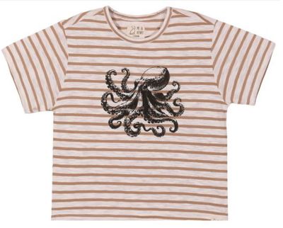 Newquay Printed Tee- Beige Octopus