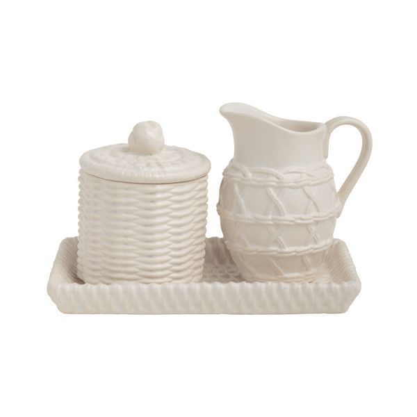 Ceramic Woven Cream and Sugar
