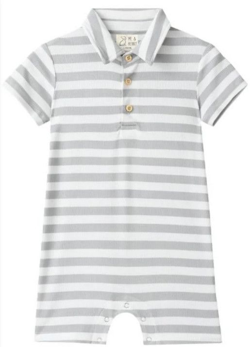 Drift Romper - Grey/White Stripe