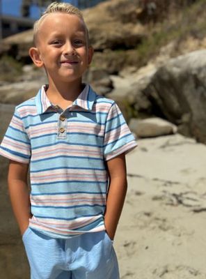 Polreath Polo - Blue/Pink Stripe