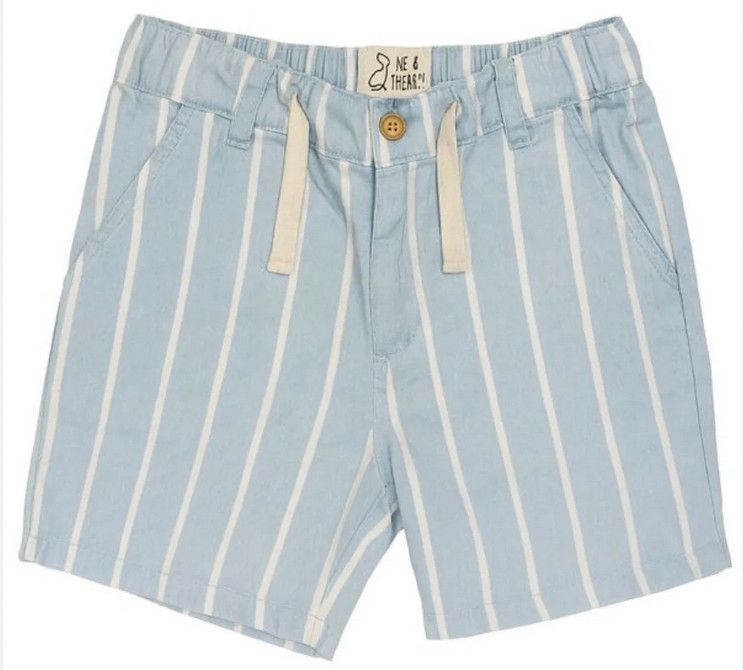 Crew Woven Shorts - Pale Chambray Stripe
