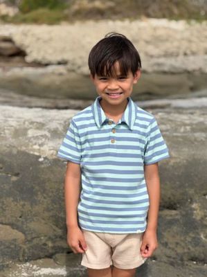 Shipping Polo - Chambray/Blue Stripe