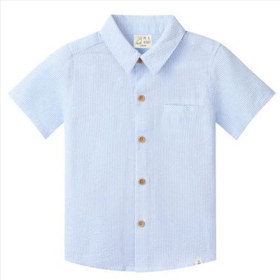 Newport Woven Shirt-Pale Blue Seersucker