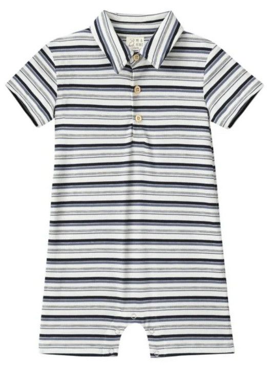 Drift Romper - Grey Multi Stripe