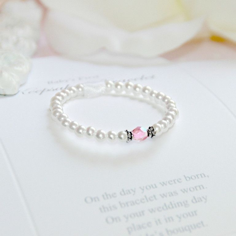 Infant Bracelet Pearls and Pink Poem -CJ 533