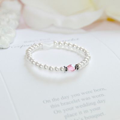 Infant Bracelet Pearls and Pink Poem -CJ 533