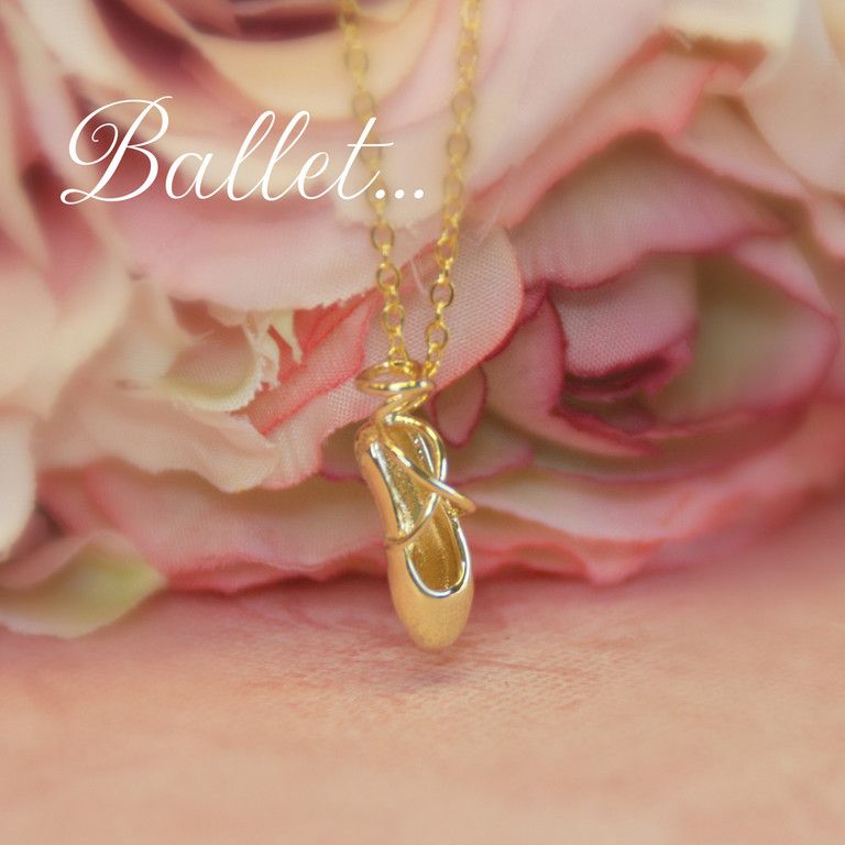 Fine Quality Gold Ballet Shoe Necklace 16" -LG 3