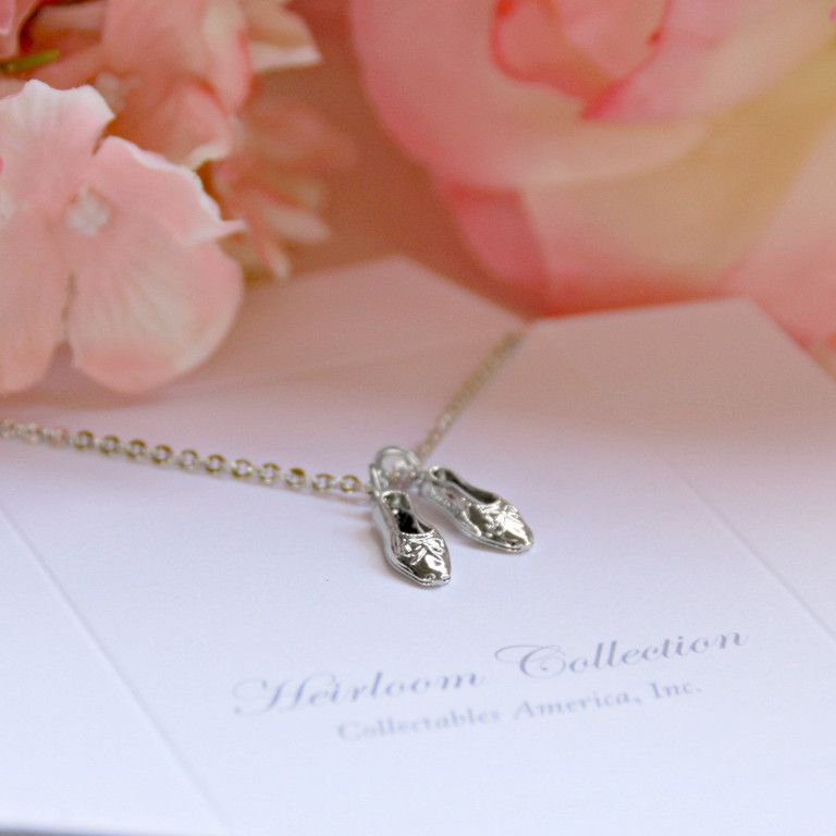 Ballet Shoes Rhodium  Necklace 16" -CJ 495