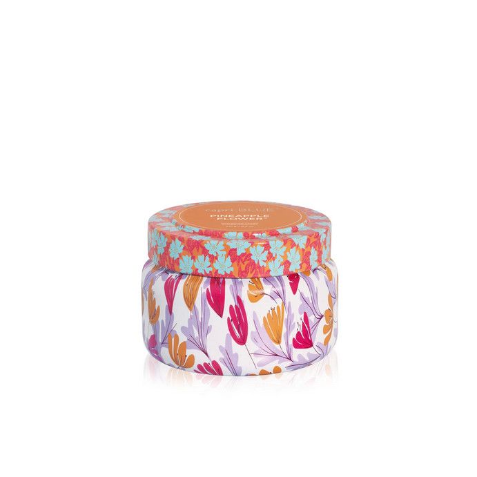 Capri Blue Pineapple Flower Pattern Play Travel Tin Candle 8.5oz
