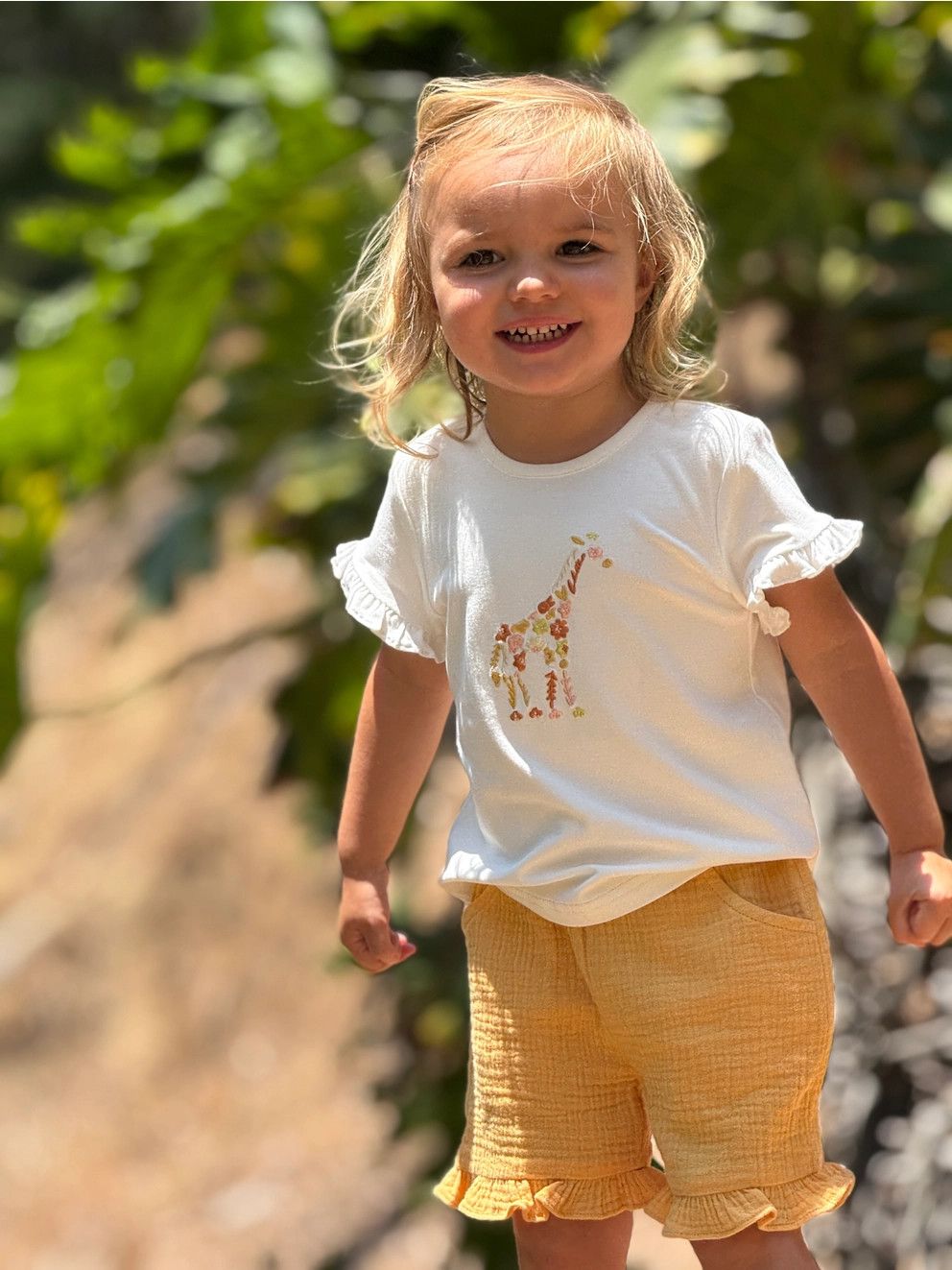 Nina 2 Piece Short Set - Giraffe Embroidery