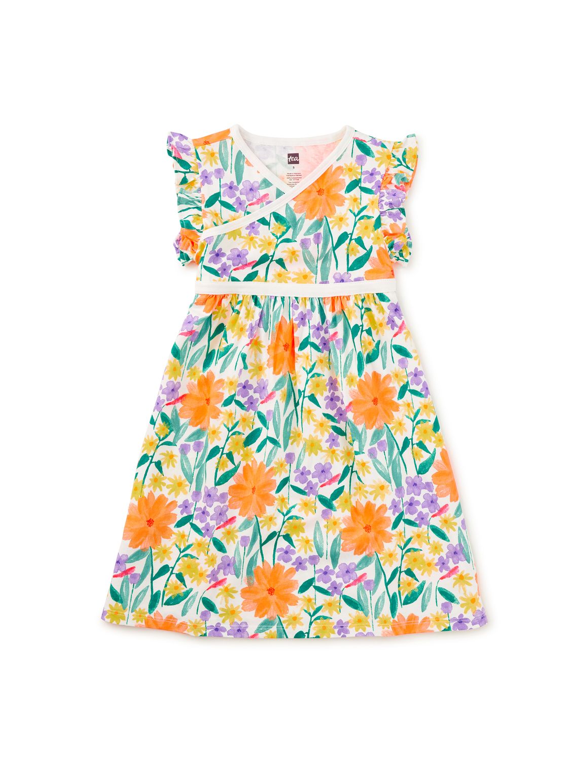 Wrap Neck Dress - Watercolor Floral