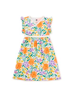 Wrap Neck Dress - Watercolor Floral