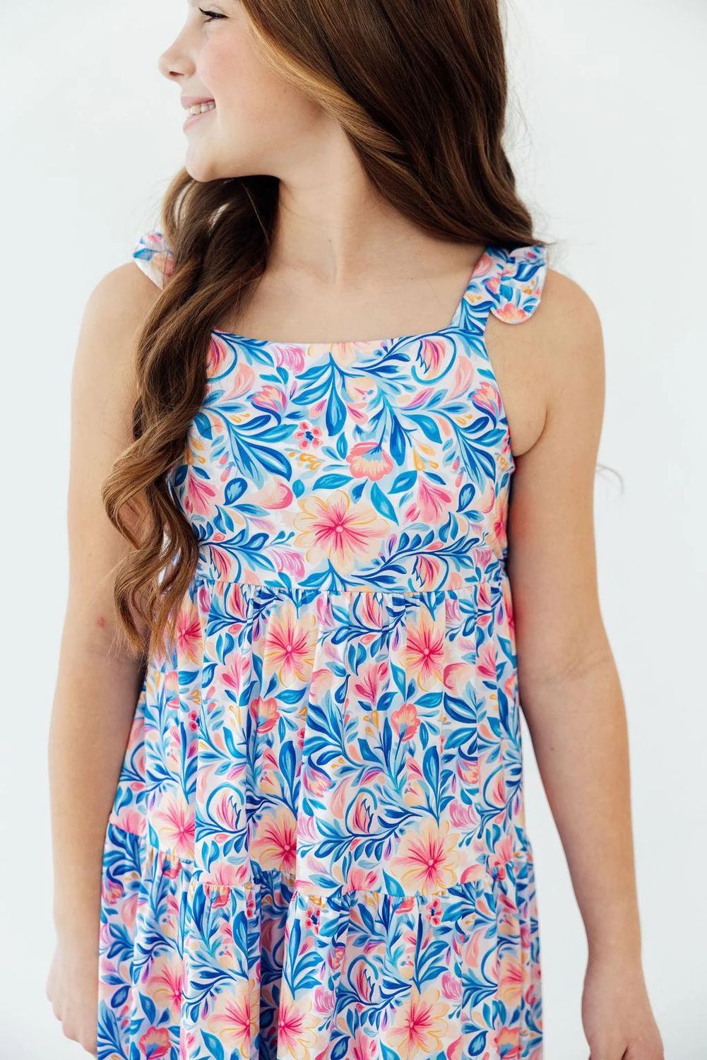 WaterColor Ruffle  Maxi Dress