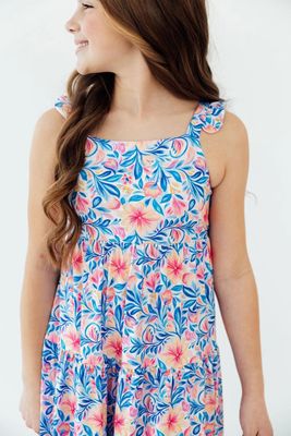 A-95 WaterColor Ruffle  Maxi Dress