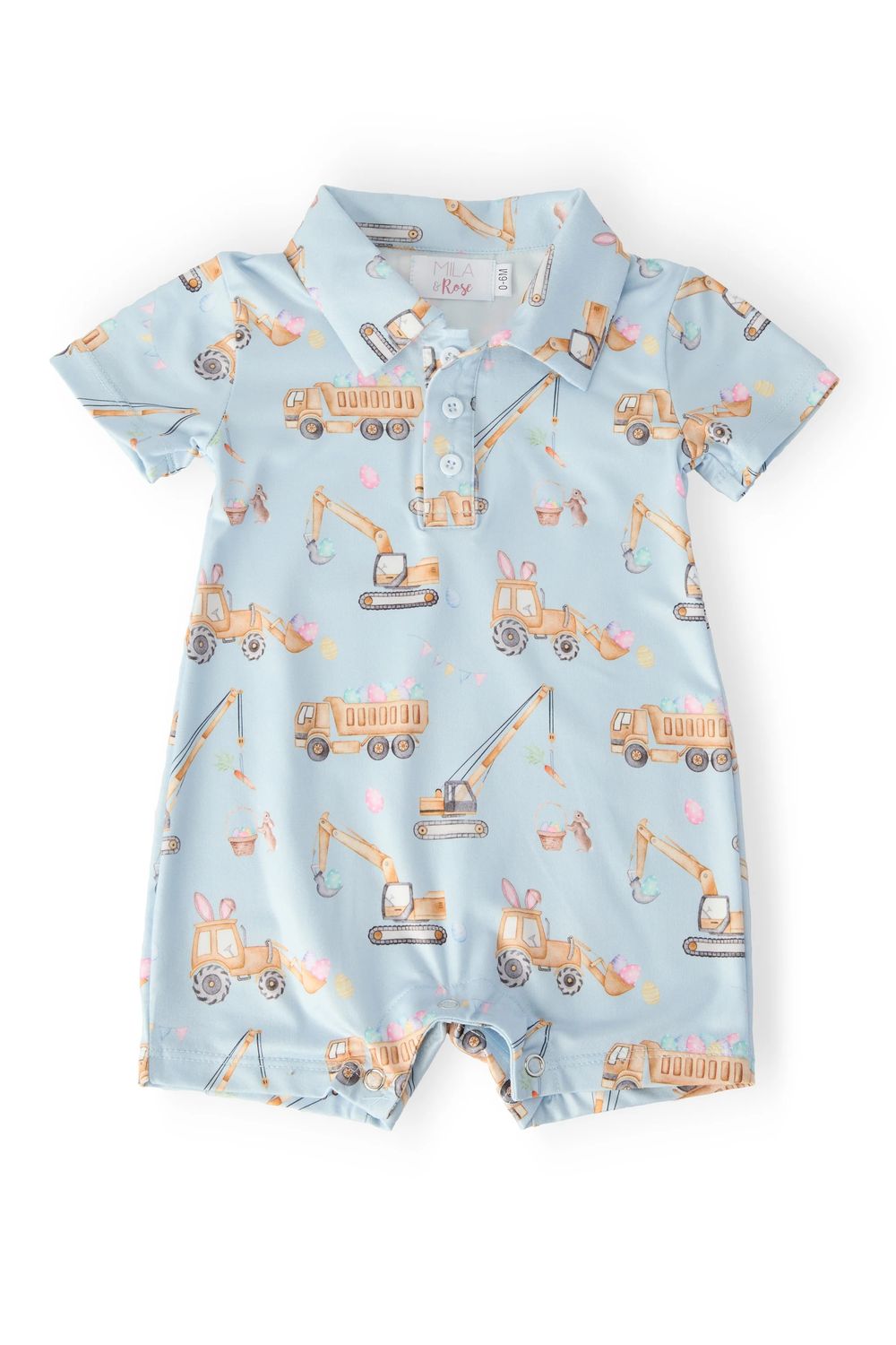 Bunny Builders Polo Shorty One-Piece, Size: 0-6 Mth