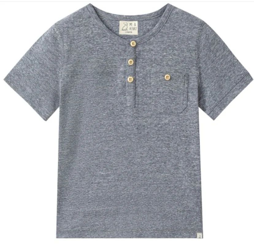 Boardwalk Henley Heathered Tee - Navy, Size: 2-3 yr