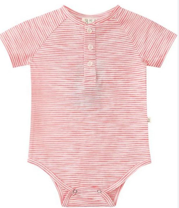 RED STRIPE RAGLAN Jersey Onesie