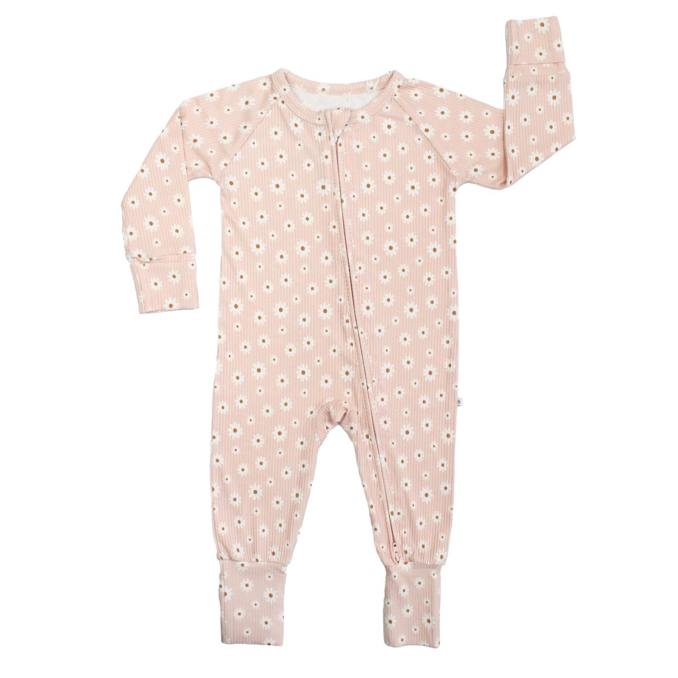 Pink Daisy Ribbed Bamboo Convertible Pajama