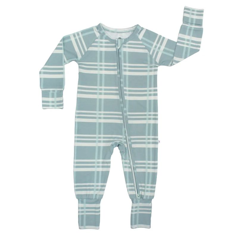 Blue Plaid Bamboo Convertible Footie